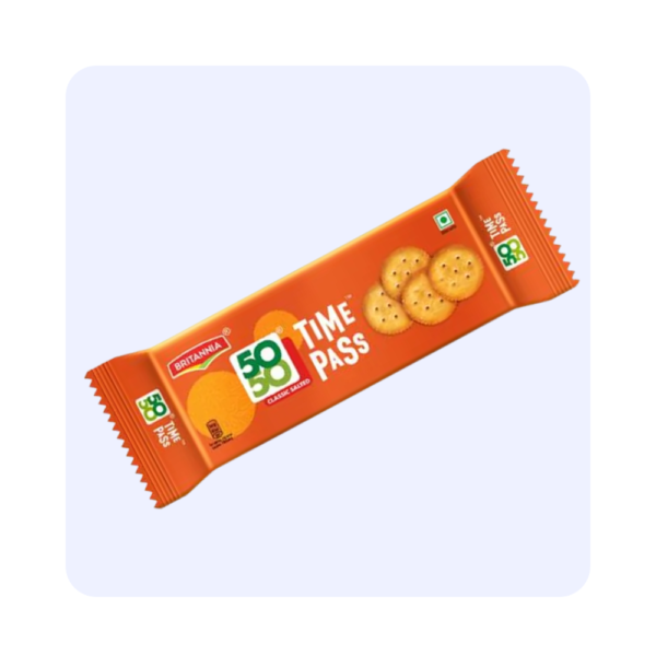 Britannia 50-50 Time Pass Classic salted Biscuits | 63.5 grams