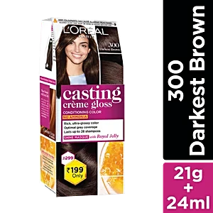 Loreal Casting Creme Gloss Conditioning Hair Color 300 Darkest Brown 21g+24ml