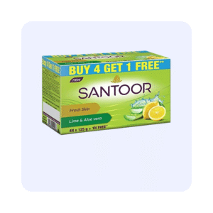 Santoor Fresh Skin Lime & Aloe Vera 125g Buy 4 Get 1