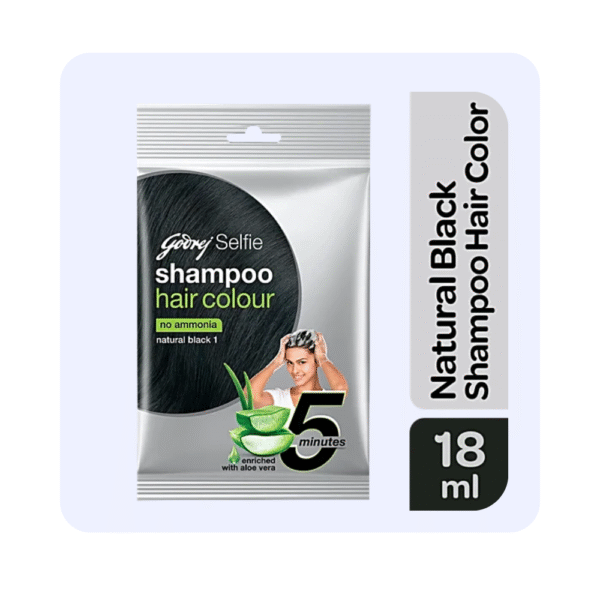 Godrej Selfie Shampoo hair Color Natural Black  18 ML Short hair