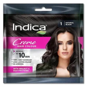 Indica Creme Hair Color 1 Natural Black (works in 10mins) 40ml
