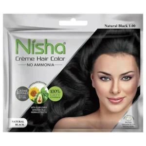Nisha Creme Hair Color Natural Black 1.0 20g+20ml