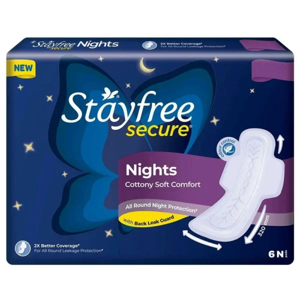 Stayfree Secure Nights Cottony Comfort Sanitary Pads XXL -6 Pads