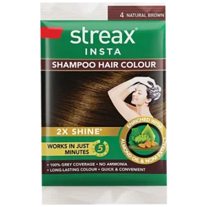 Streax Insta Shampoo Hair Color 4 Natural Brown 9ml+9ml