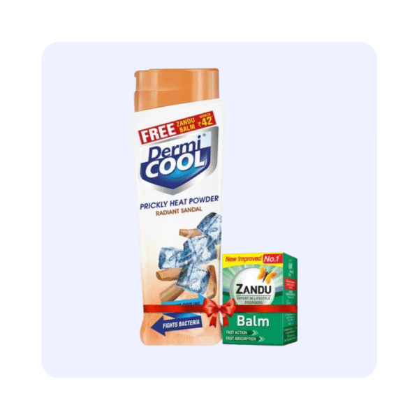 Dermi Cool Radiant Sandal powder 150g with free Zandu Balm