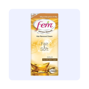 Fem Fairness Naturals Hair Removal Cream Fair & Soft Gold For All Skin Types 60g