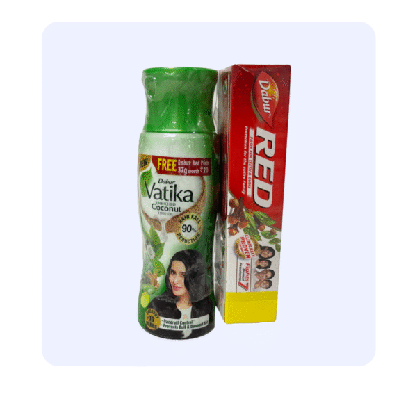 Dabur Vatika Coconut Hair Oil 150ml + Free Dabur Red tooth Paste