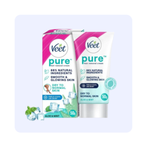 Veet Pure Hair Removal Cream Feels Cool On Skin Organic Aloe Vera & Mint Extracts 30g
